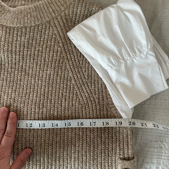 ASOS River Island hybrid shirt jumper in beige NWT - Picture 4 of 8